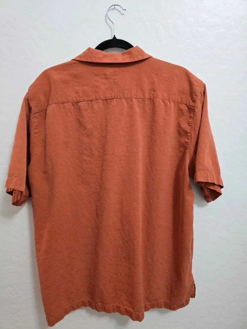 Caribbean Mens XL Burnt Orange Hawaiian Shirt Silk Blend Vertical Panels READ - Picture 2 of 8